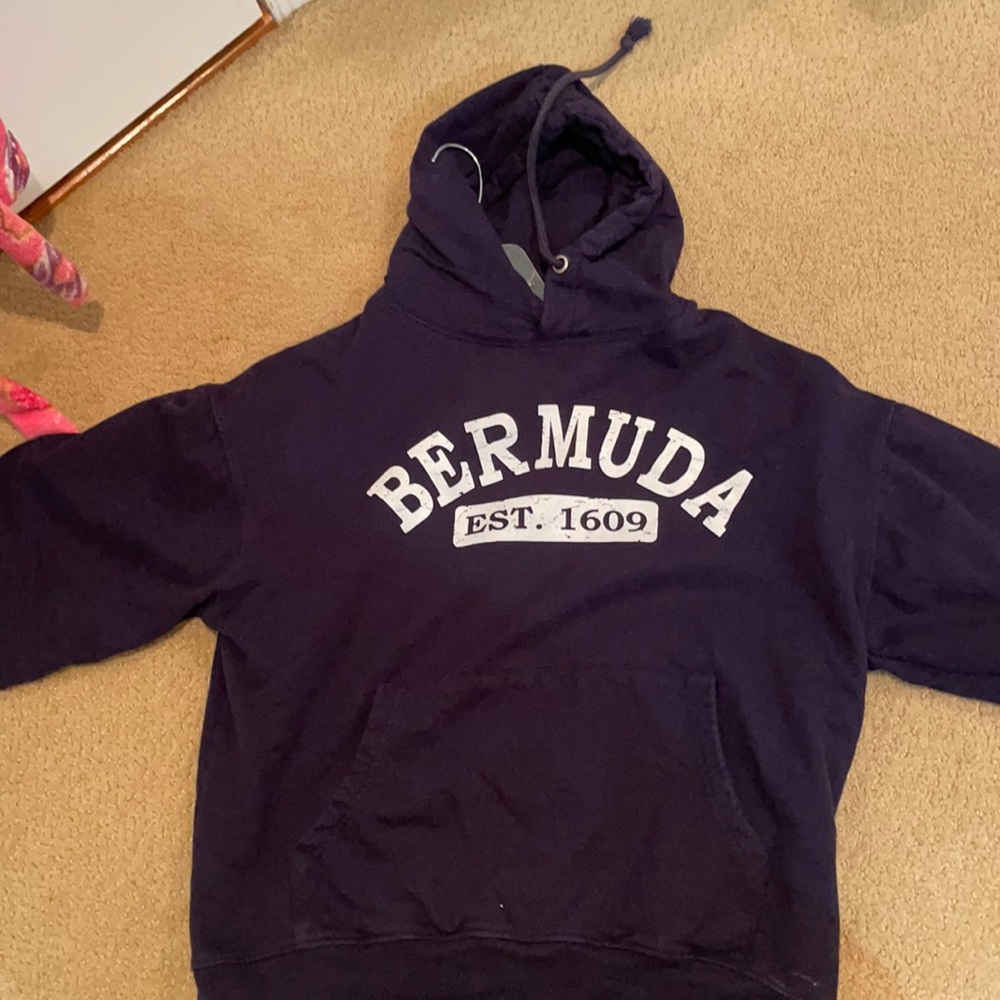 Bermuda sweatshirt , it’s navy blue and so comfortable!